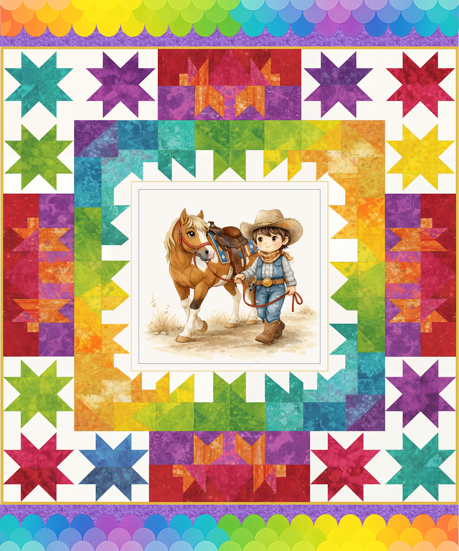 Cowboy Quilt- Twin Size 2 piece set