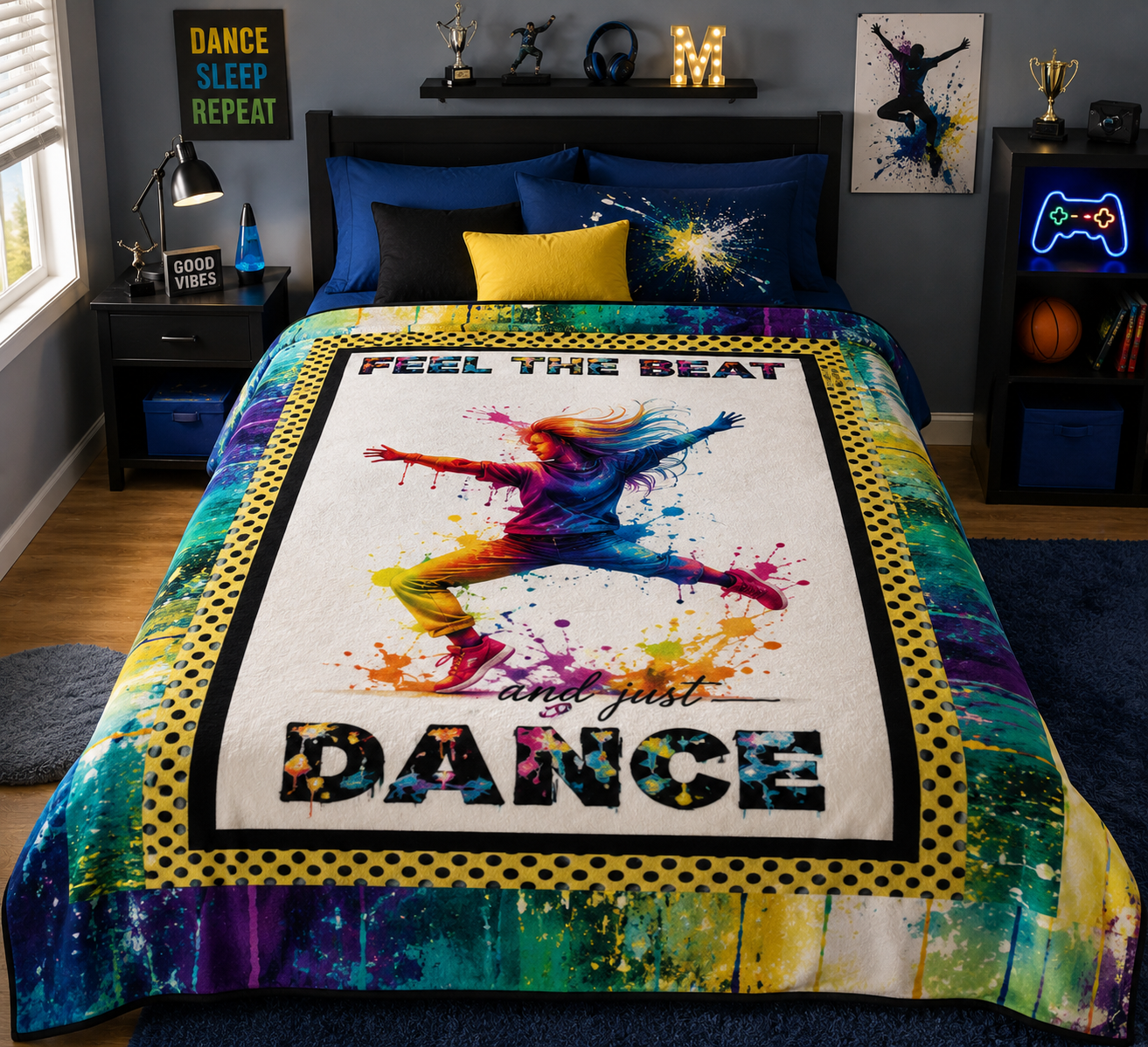 Hip Hop Dance Blanket- Minky Flannel Fleece 78 x 90 inches