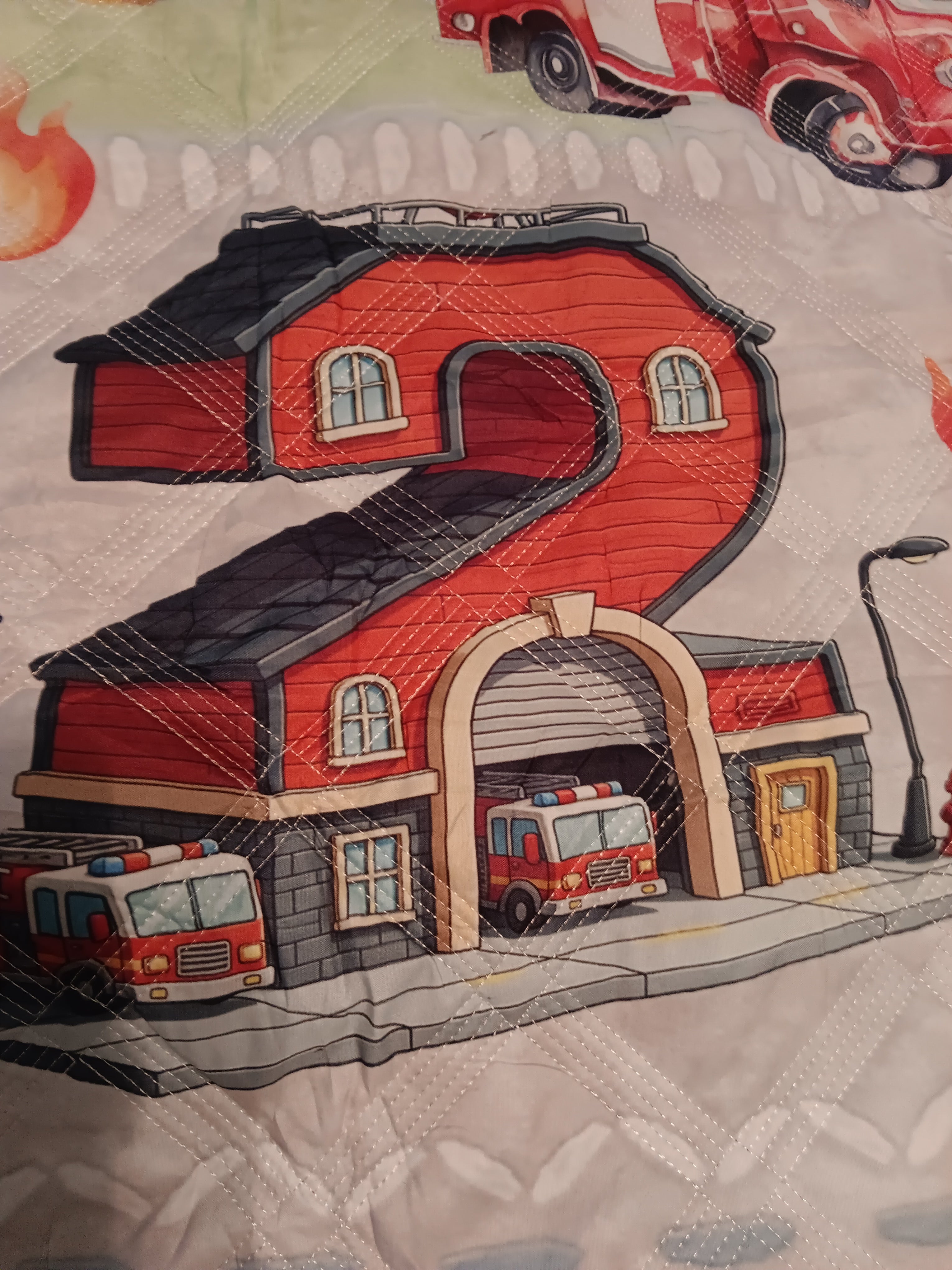 Fireman/Firehouse -Twin Size 2 Piece Quilt Set
