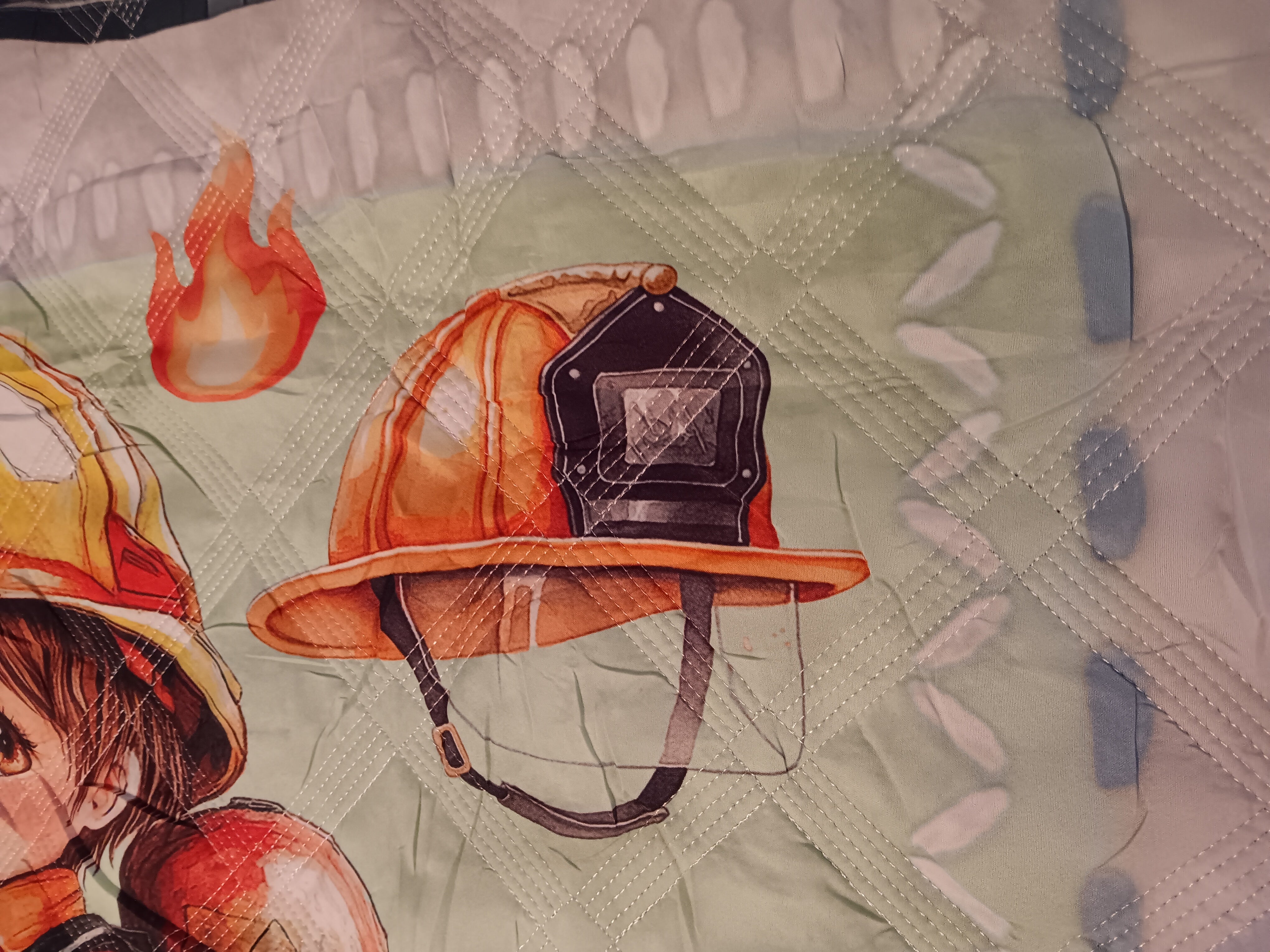 Fireman/Firehouse -Twin Size 2 Piece Quilt Set