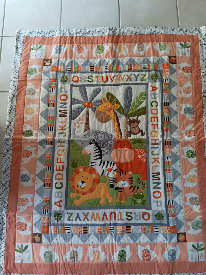Handmade Safari Animal Alphabet Quilt