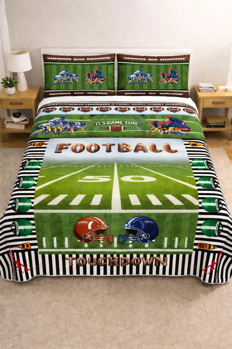 American Football Quilt-Full Size 3 piece Set