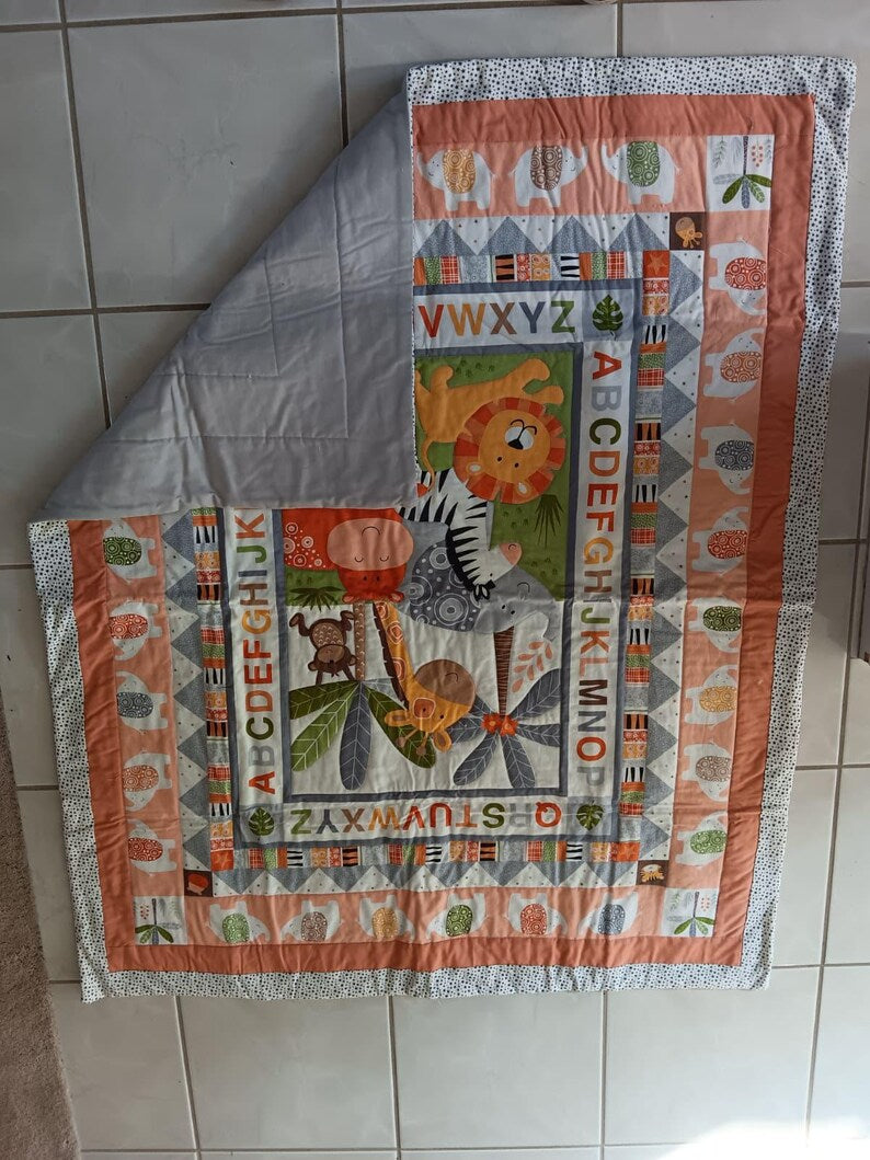 Handmade Safari Animal Alphabet Quilt