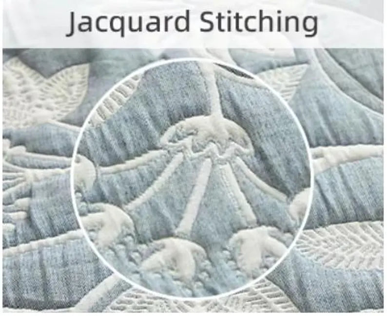 Blue and White Jacquard Bedding- Queen 3 piece set