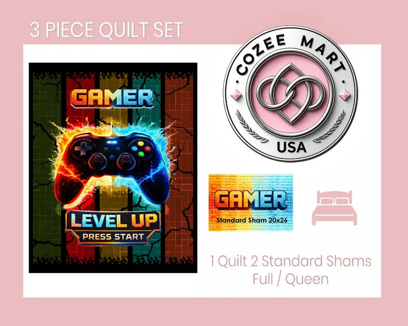 Gamer Quilt-Full Size 3 piece set