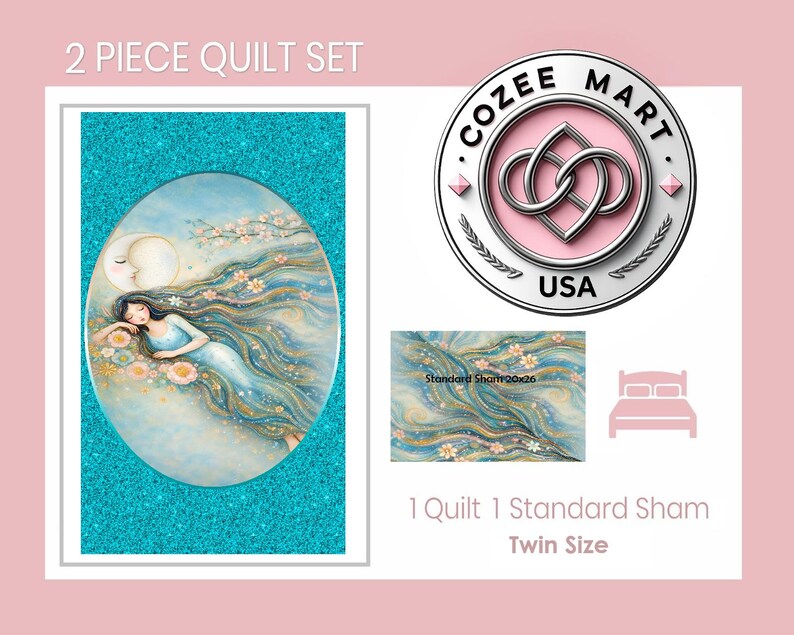 Sleeping Beauty - Twin Size 2 Piece Quilt Set