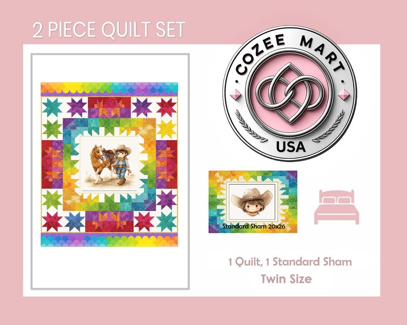 Cowboy Quilt- Twin Size 2 piece set
