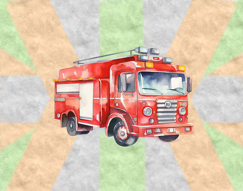 Fireman/Firehouse -Twin Size 2 Piece Quilt Set