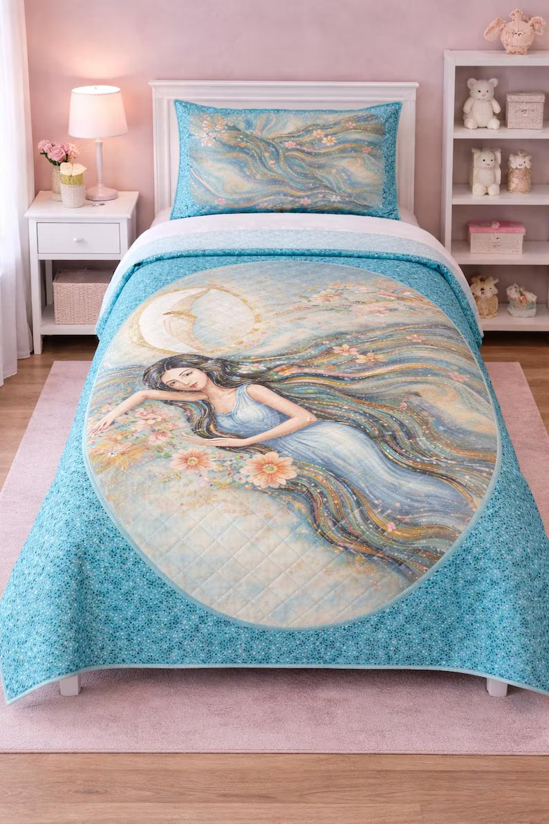Sleeping Beauty - Twin Size 2 Piece Quilt Set