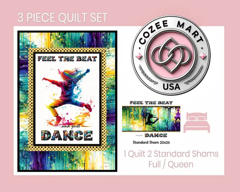 Dance Party Quilt-Full Size 3 Piece Set