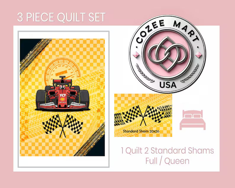 Race Car Quilt-Full Size 3 piece set