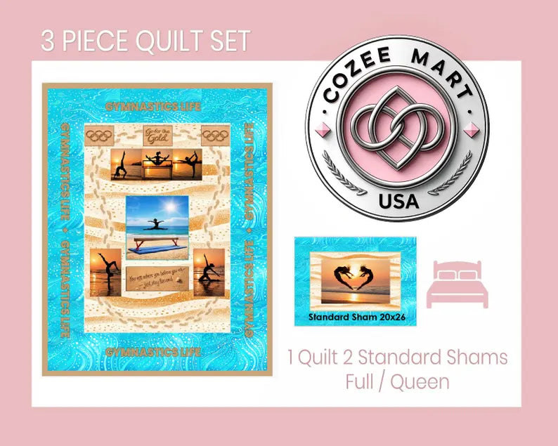 Gymnastics Life Quilt-Full Size 3 Piece Set