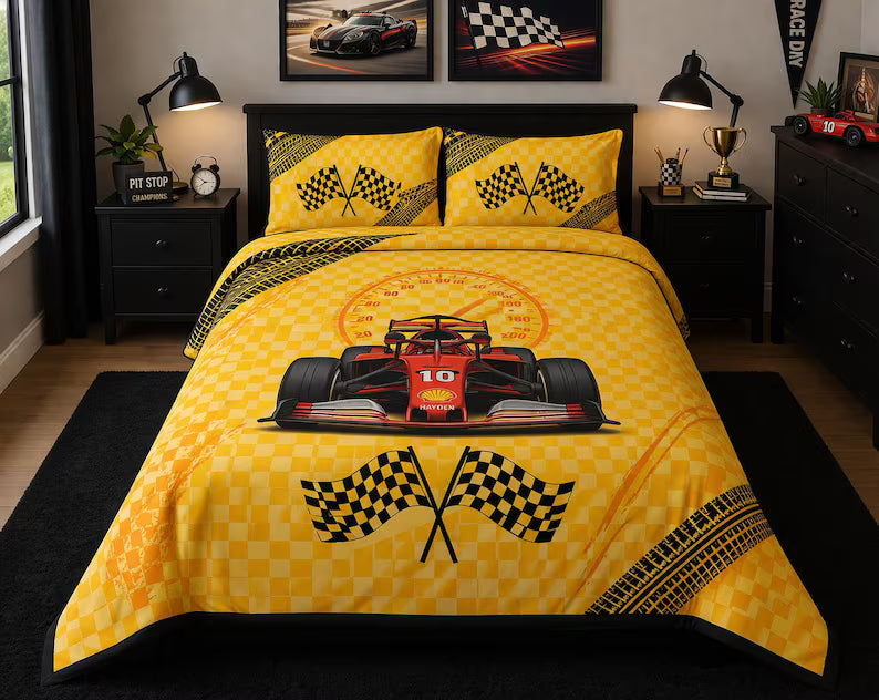 Race Car Quilt-Full Size 3 piece set