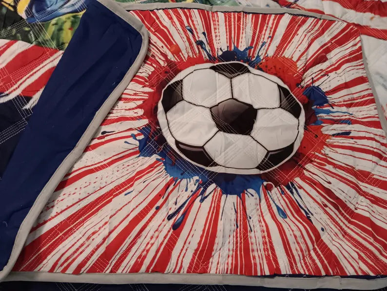 Soccer USA Quilt -Full Size 3 piece set