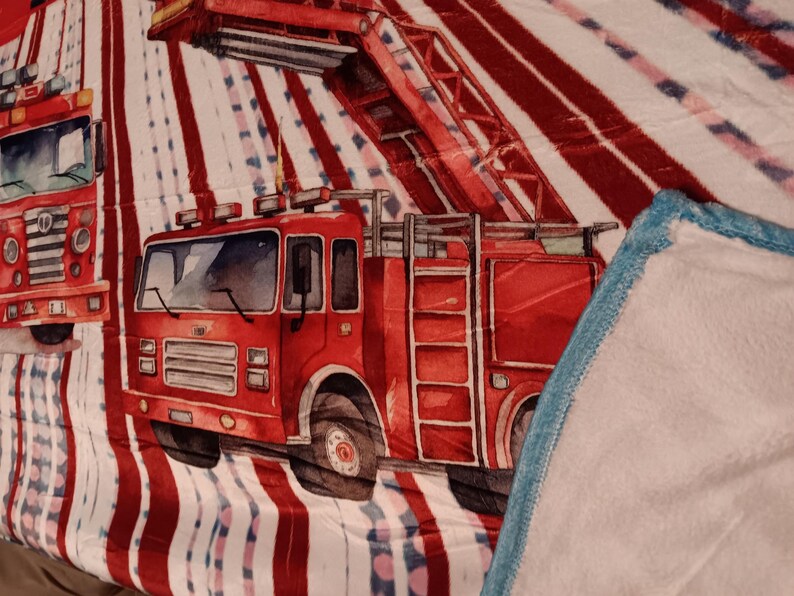 Fireman/Firehouse blanket - Minky Flannel Fleece 78 x 90 inches