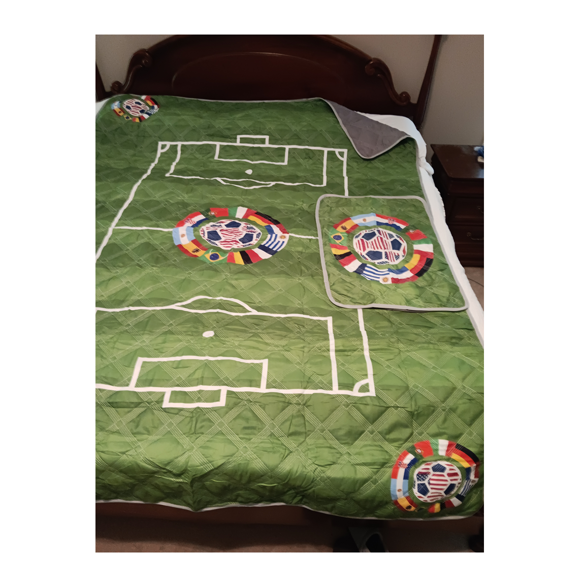 Soccer Quilt -Twin Size 2 Piece Set
