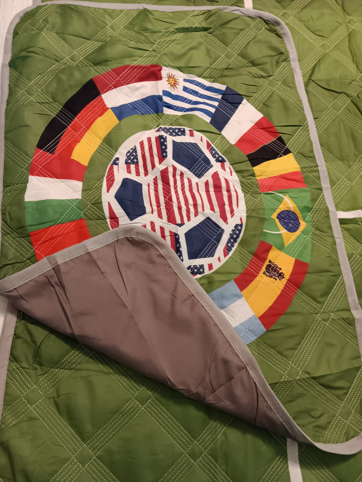 Soccer Quilt -Twin Size 2 Piece Set