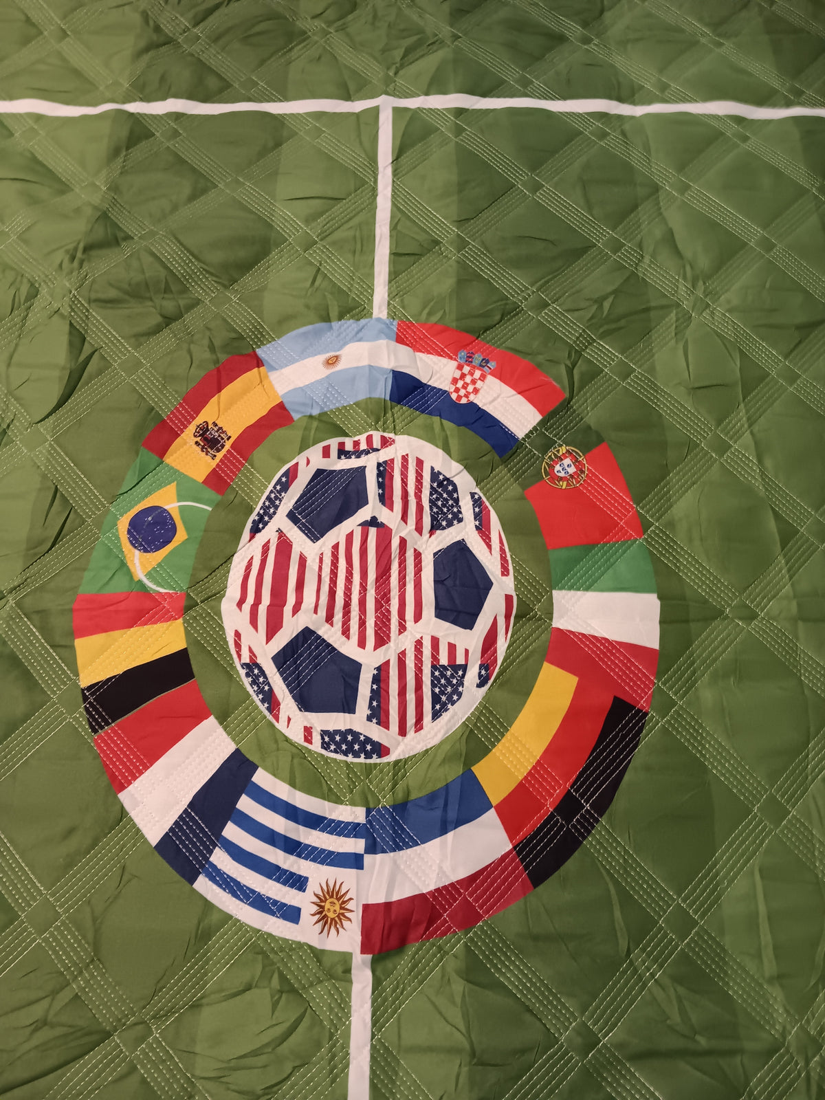 Soccer Quilt -Twin Size 2 Piece Set