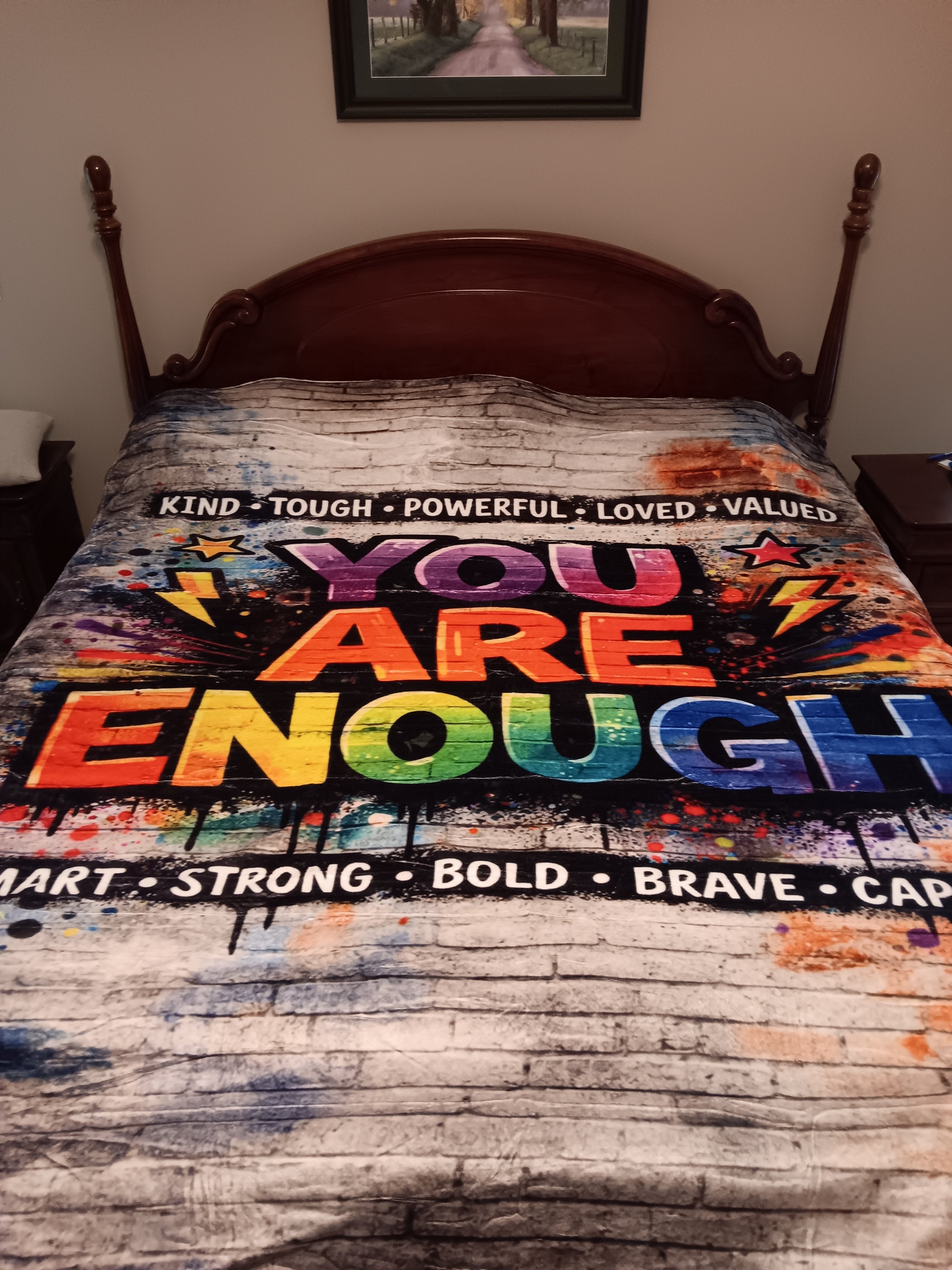 You Are Enough blanket - Minky Flannel Fleece 78 x 90 inches