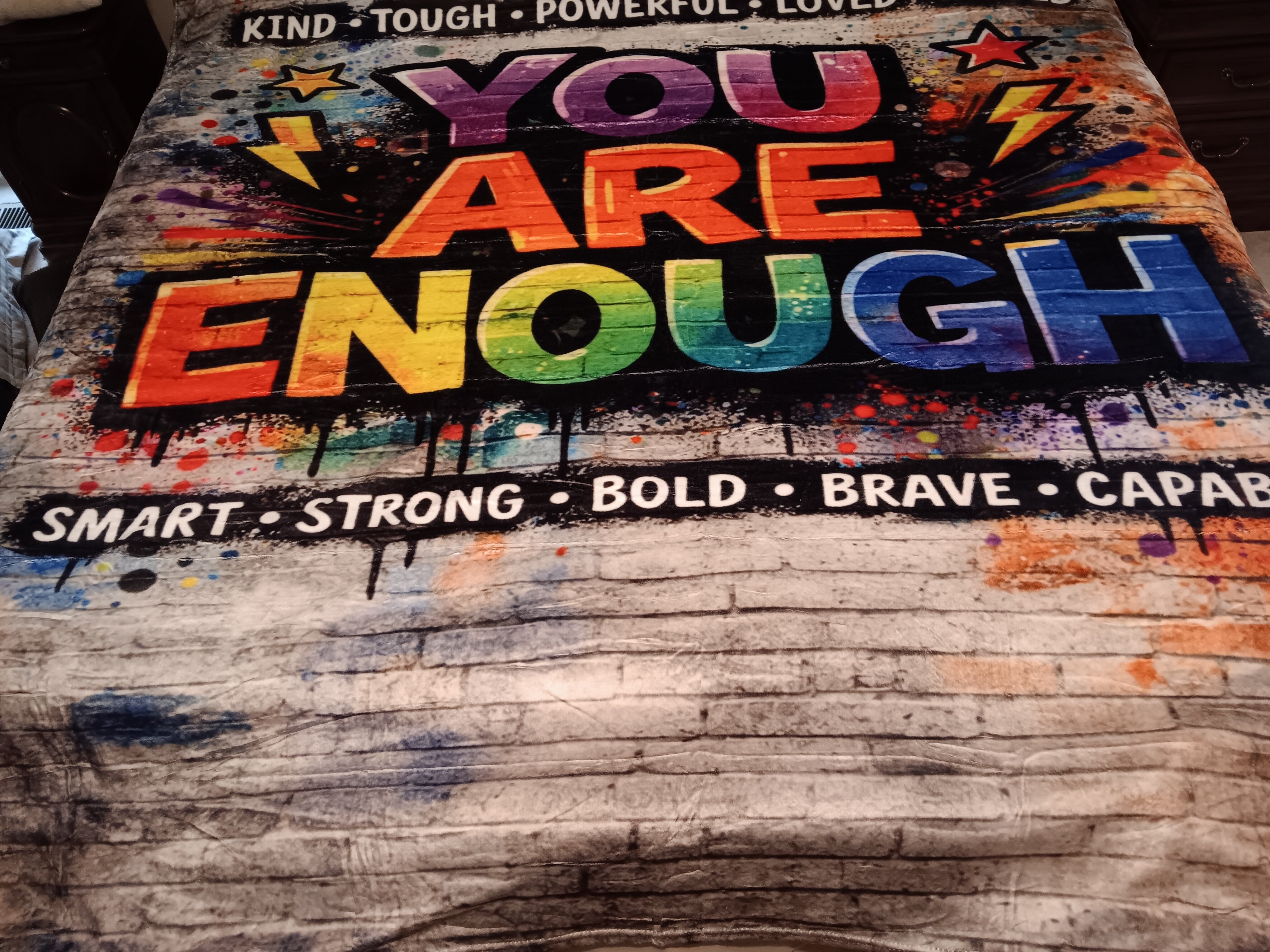 You Are Enough blanket - Minky Flannel Fleece 78 x 90 inches